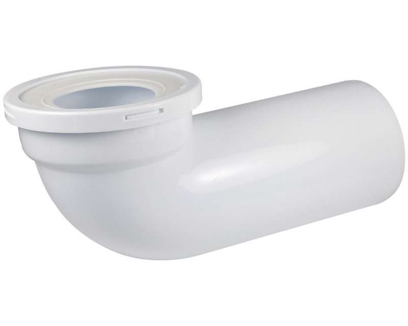 Koleno pripojovacie WC d110x220x90° hladké s gumovou manžetou, do potrubia s tesnením, PVC
