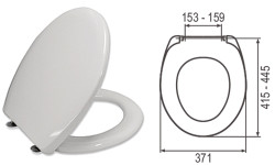 WC sedadlo Universal ECO WH METAL biele termoplast Antibacterial, kov.chyt, 372x408-457x156-162 cm
